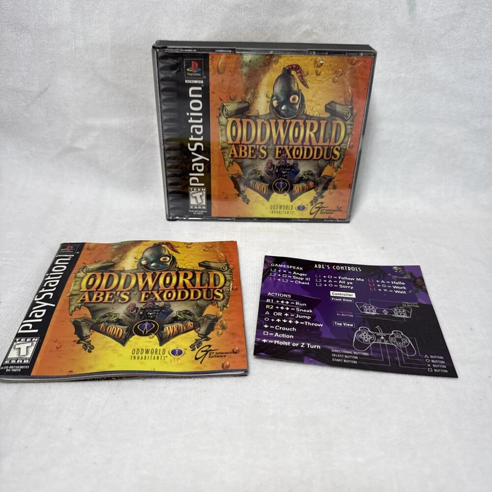 Oddworld Abes Exoddus Sony PlayStation 1 PS1 Complete w/ Manual CIB Tested